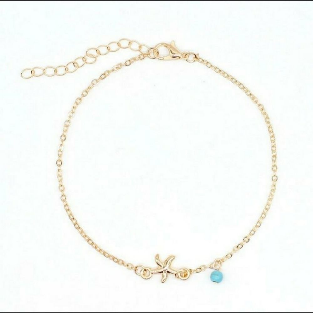 Starfish & Turquoise Pendant Anklet Bracelet New